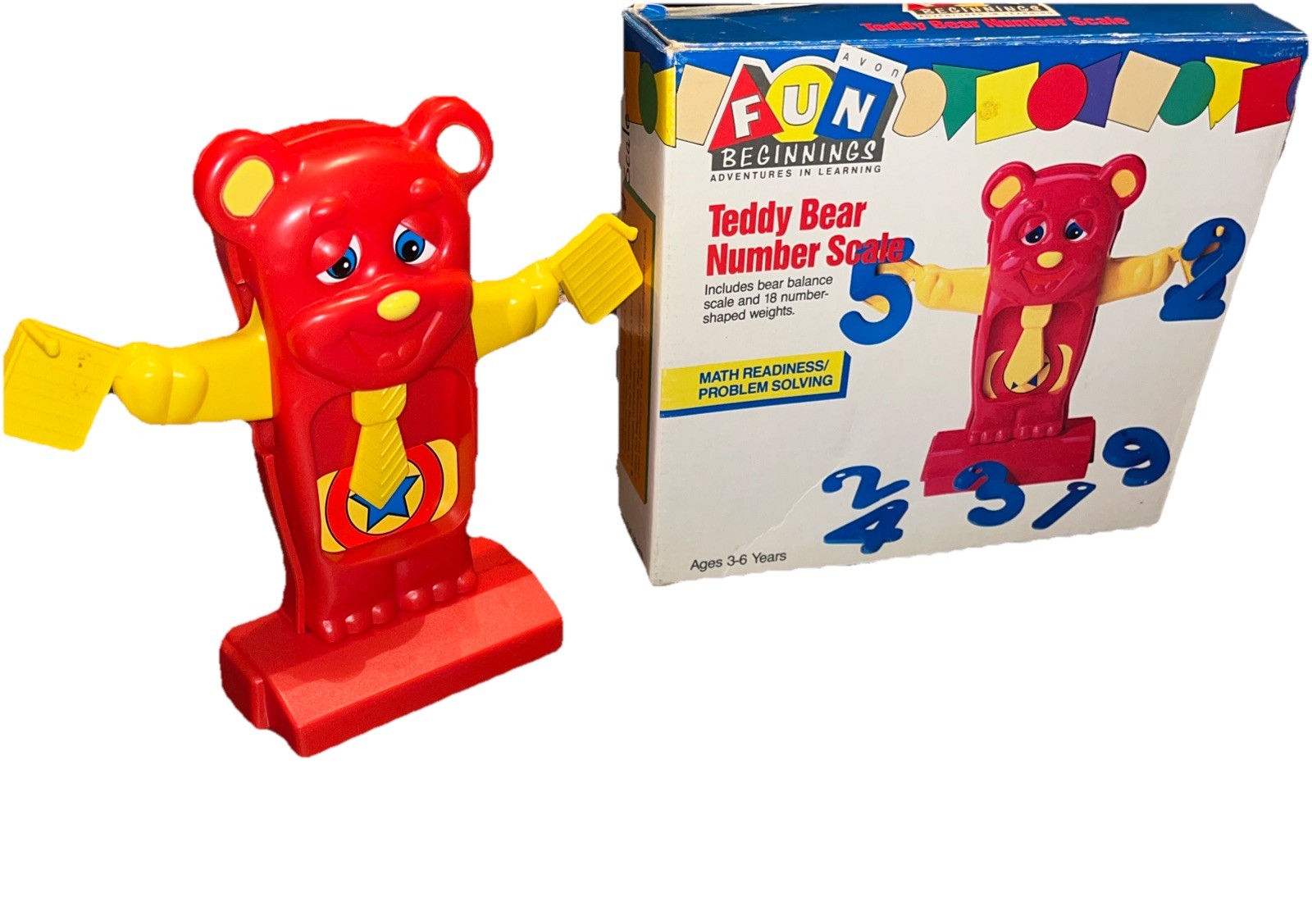 Teddy Bear Number Scale Math Toy Ages 3-6 Years Vtg Avon 18 # Weights Balance A4