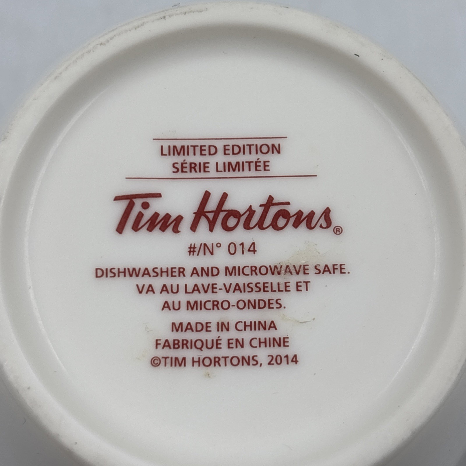 Pair Of Tim Hortons Limited Edition #014 / 006 Coffee Mugs Gold & Teal Inside