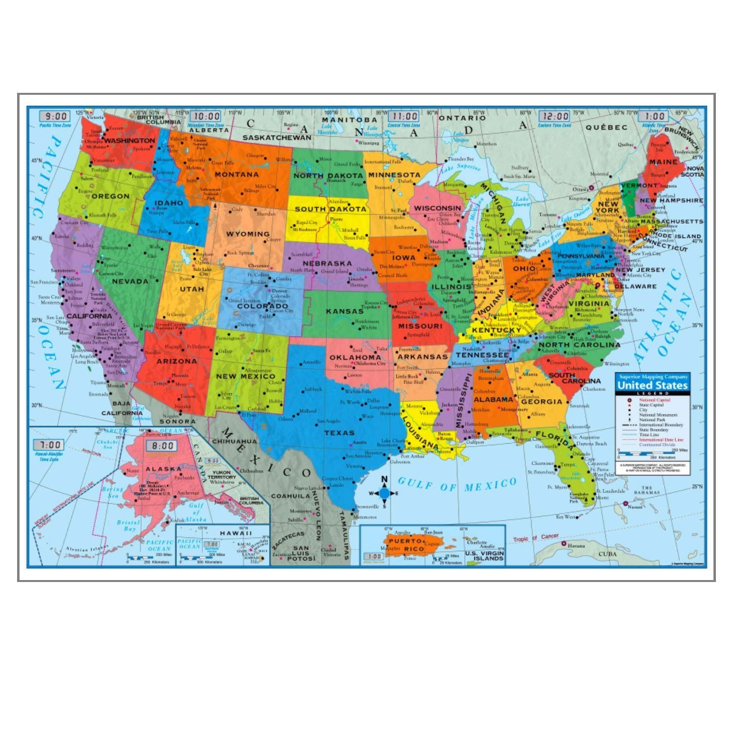 Pack of 4 Superior Mapping Company United States Poster Size Wall Map 40″ x 2…