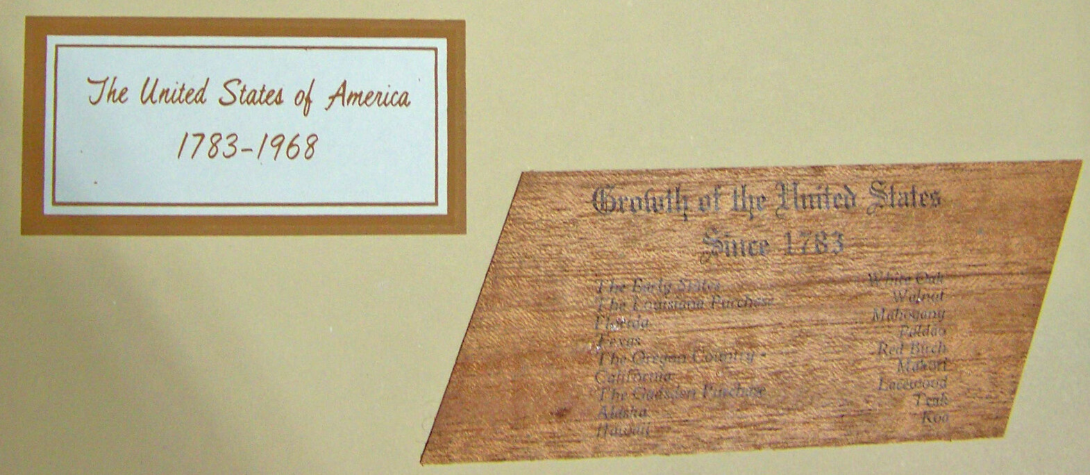 SUPER Educational HISTORY 1783-1968 MAP, Handi-Wood by U.S. Plywood, 17×22