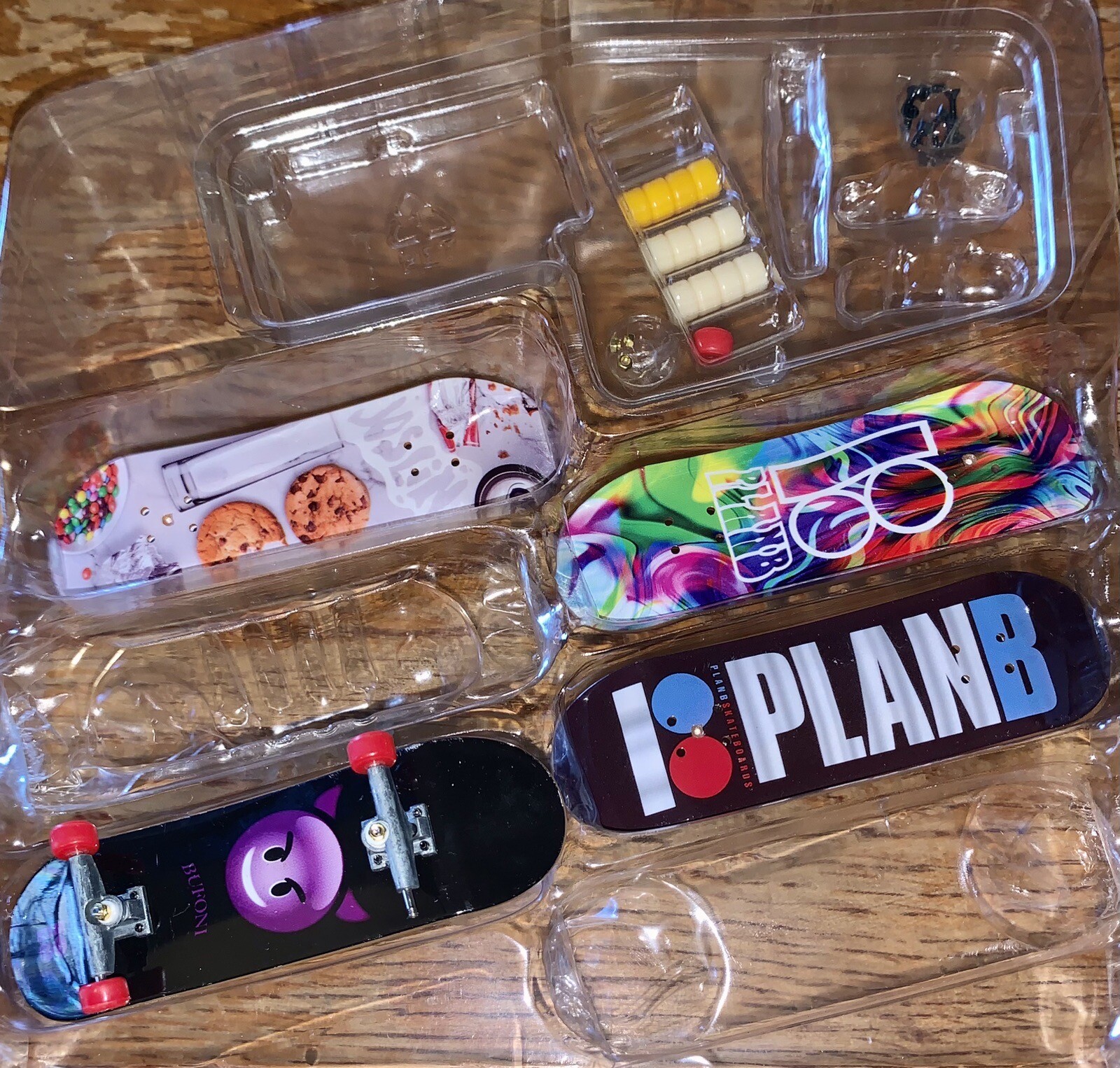 TECH DECK Sk8shop Plan B Pack OPEN BOX 4 Boards w/Grip Tape +Wheels Screws Nuts