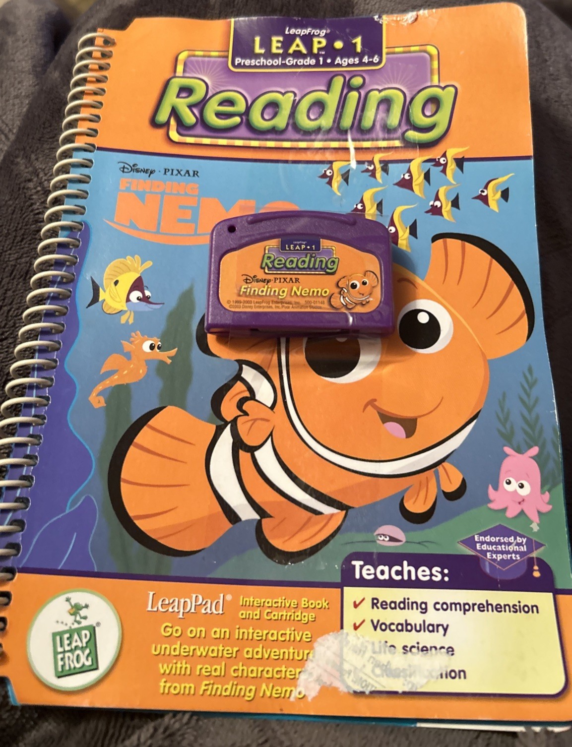 LeapFrog LeapPad Disney Finding Nemo Pre-K to 1st Grade Reading Book & Cartridge