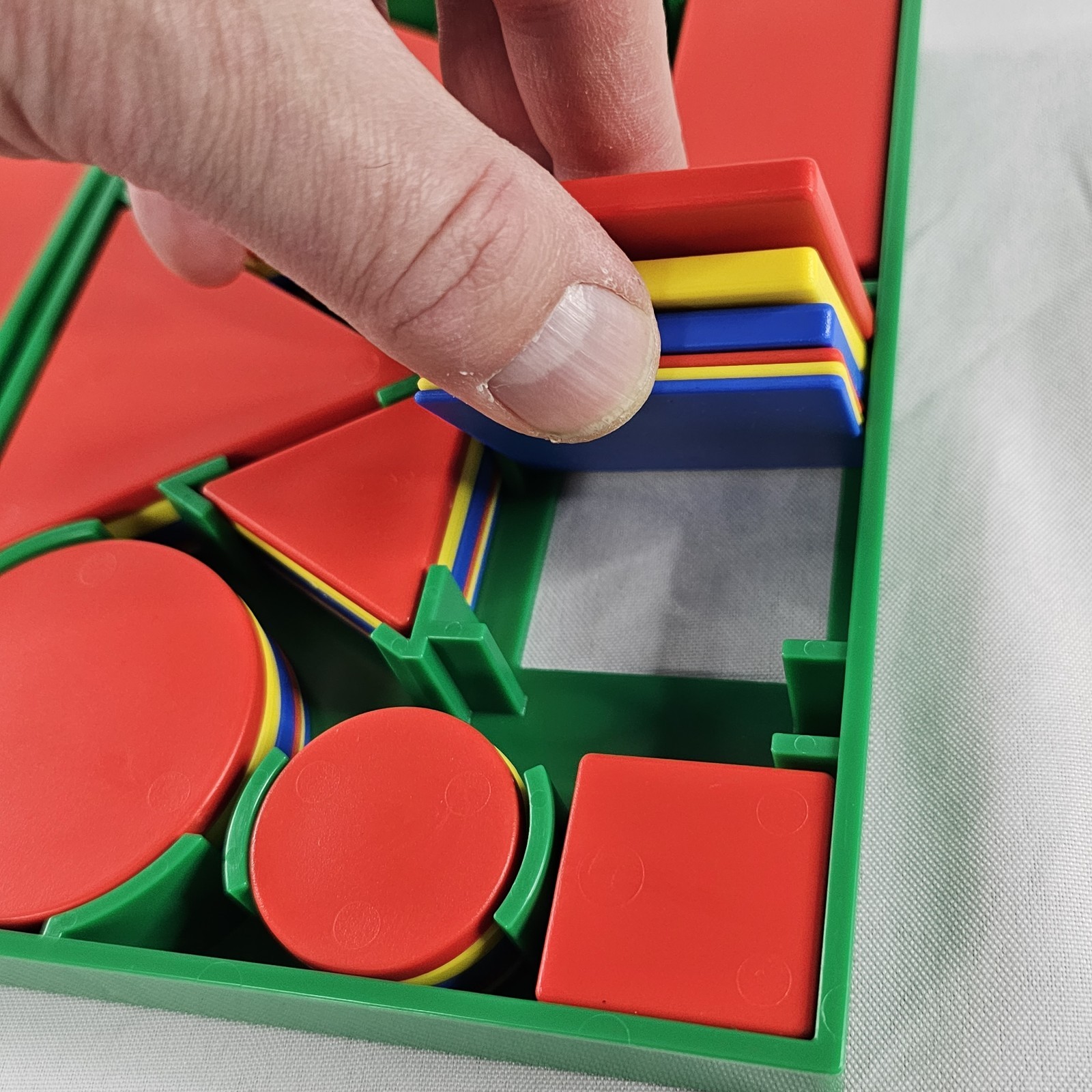 Vintage Attribute Blocks Plastic In Tray Sets Of Shapes Colors Taiwan Made READ⬇