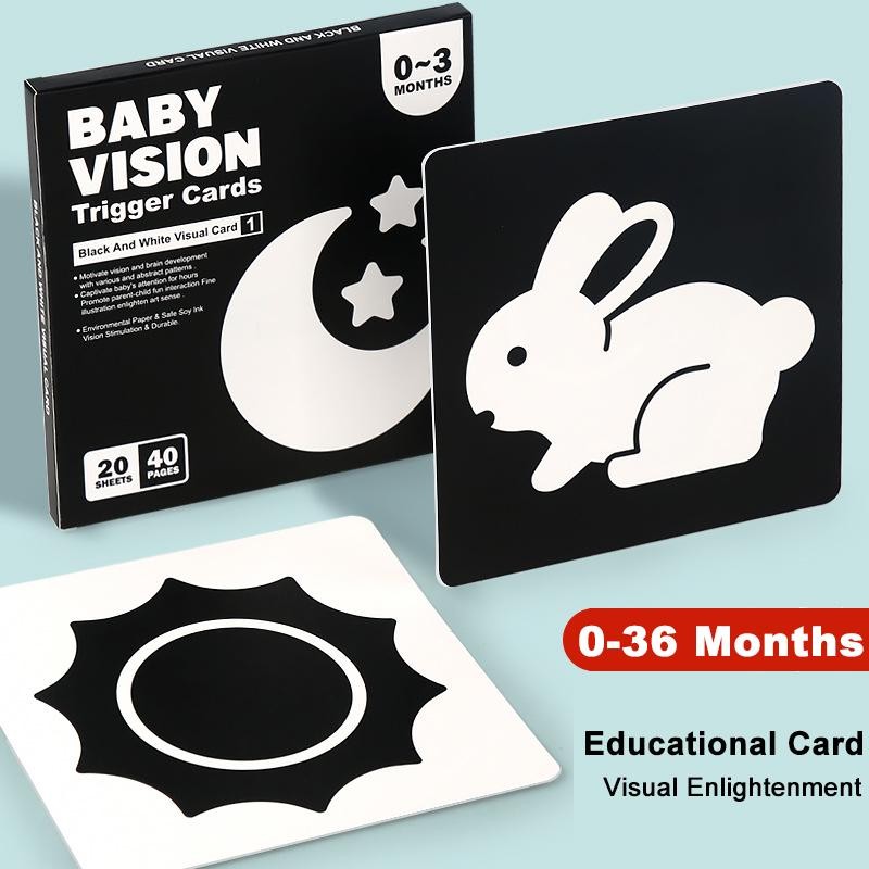 Baby High Contrast Flash Cards Montessori Visual Stimulation Learning Toy Gift