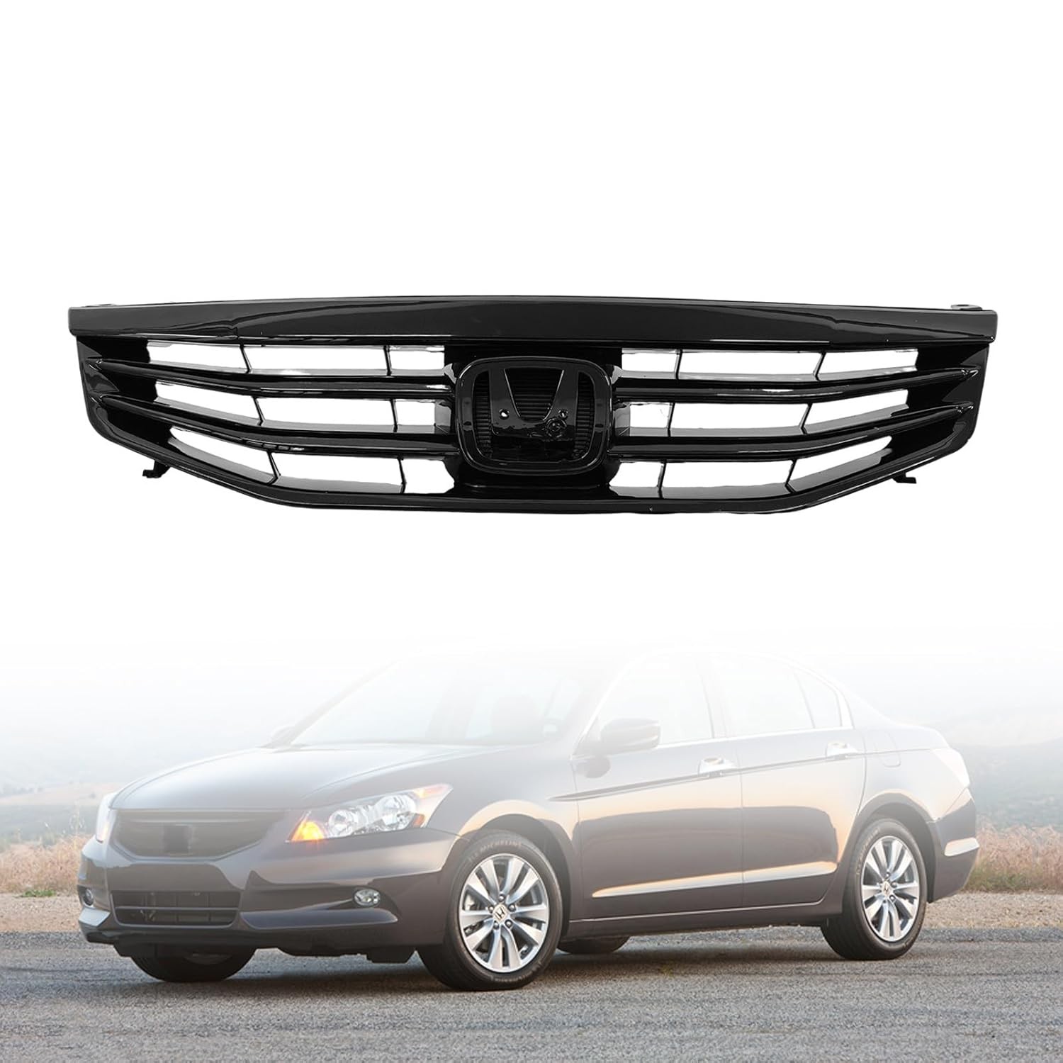 Front Bumper Grille Upper Compatible 2011 2012 Honda Accord Sedan 4 Door