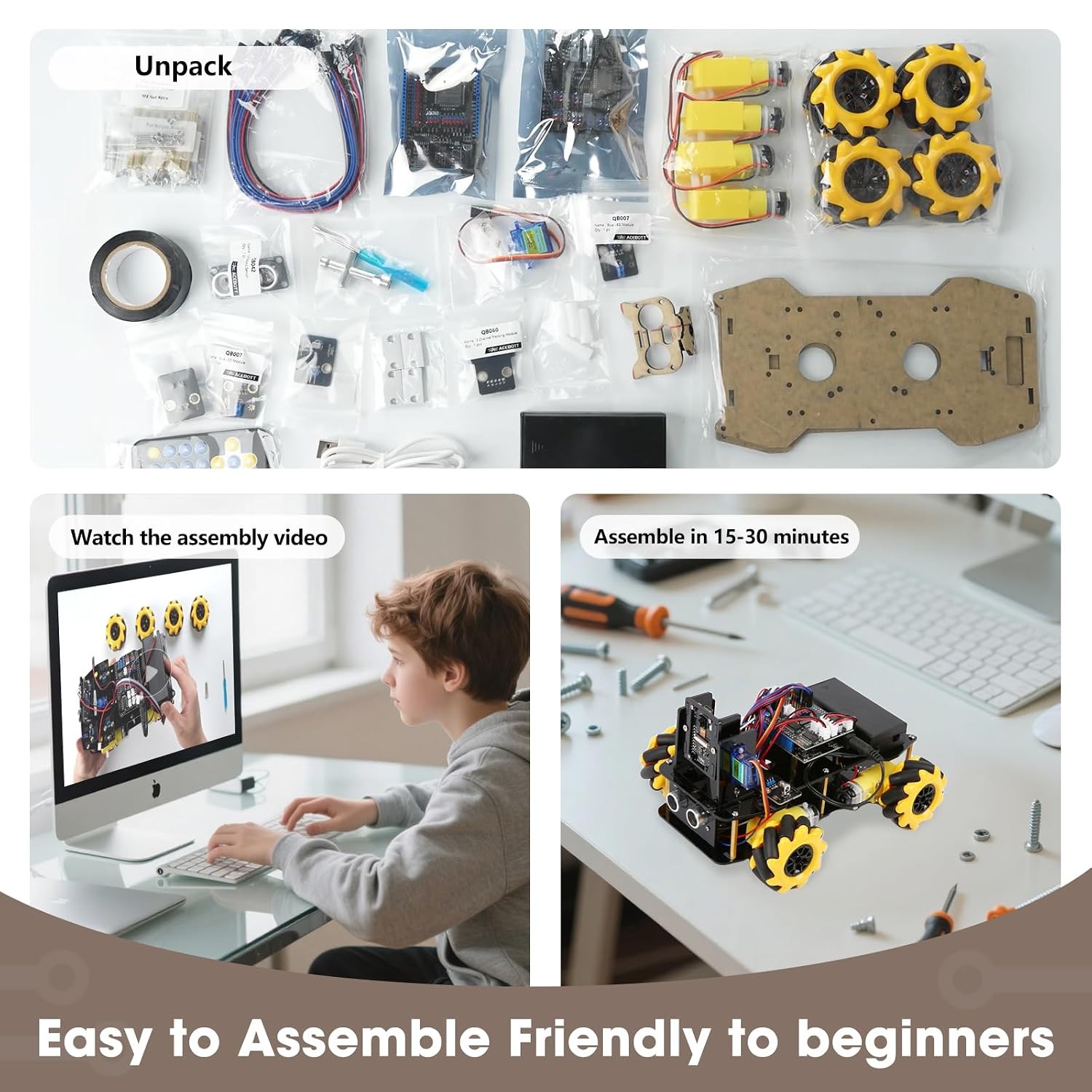 Robotics Kit for Kids Ages 8–12 12-16, ACEBOTT Smart Robot Car Kit with 3MP Came
