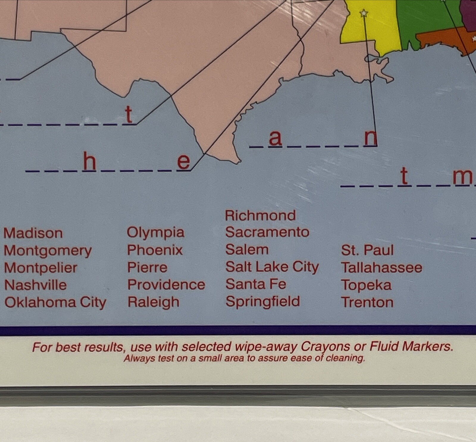 Placemat United States Lets Learn The State Capitols Edu. 93-98 Edumat USA
