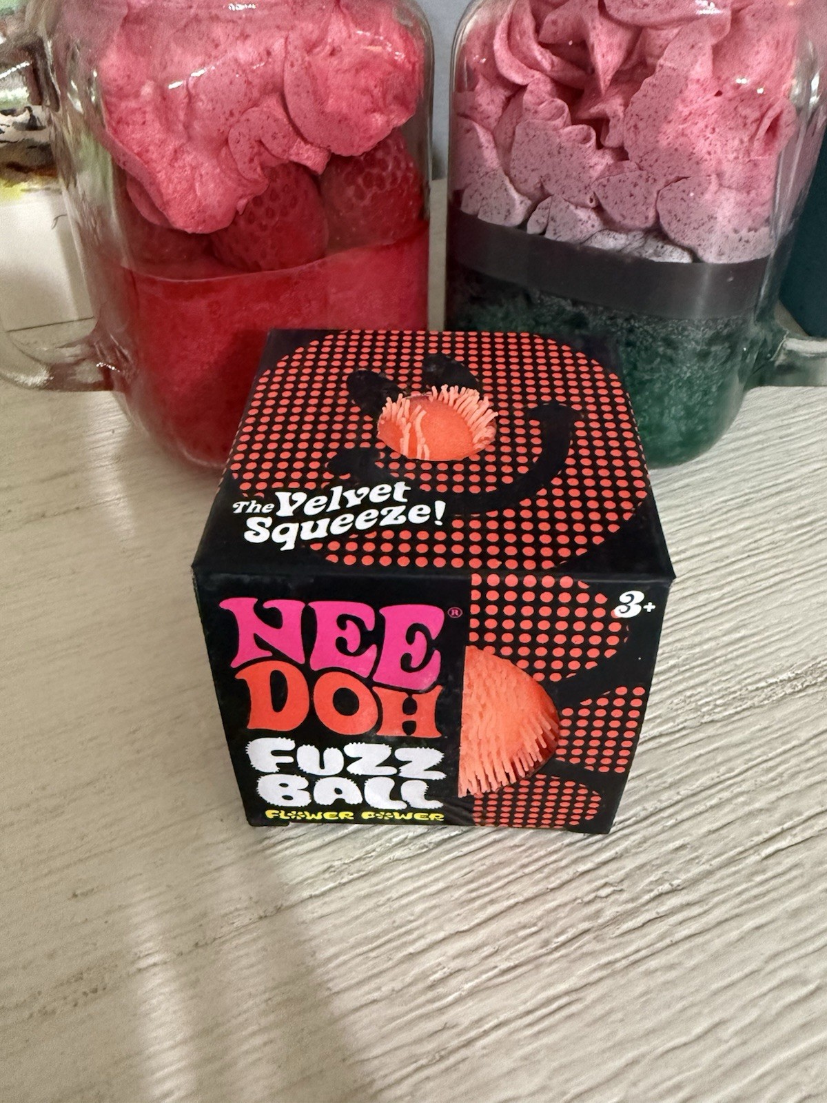 Orange Needoh FUZZ BALL Flower Power Nee Doh Squishy NEE-DOH Fuzzball AUTHENTIC