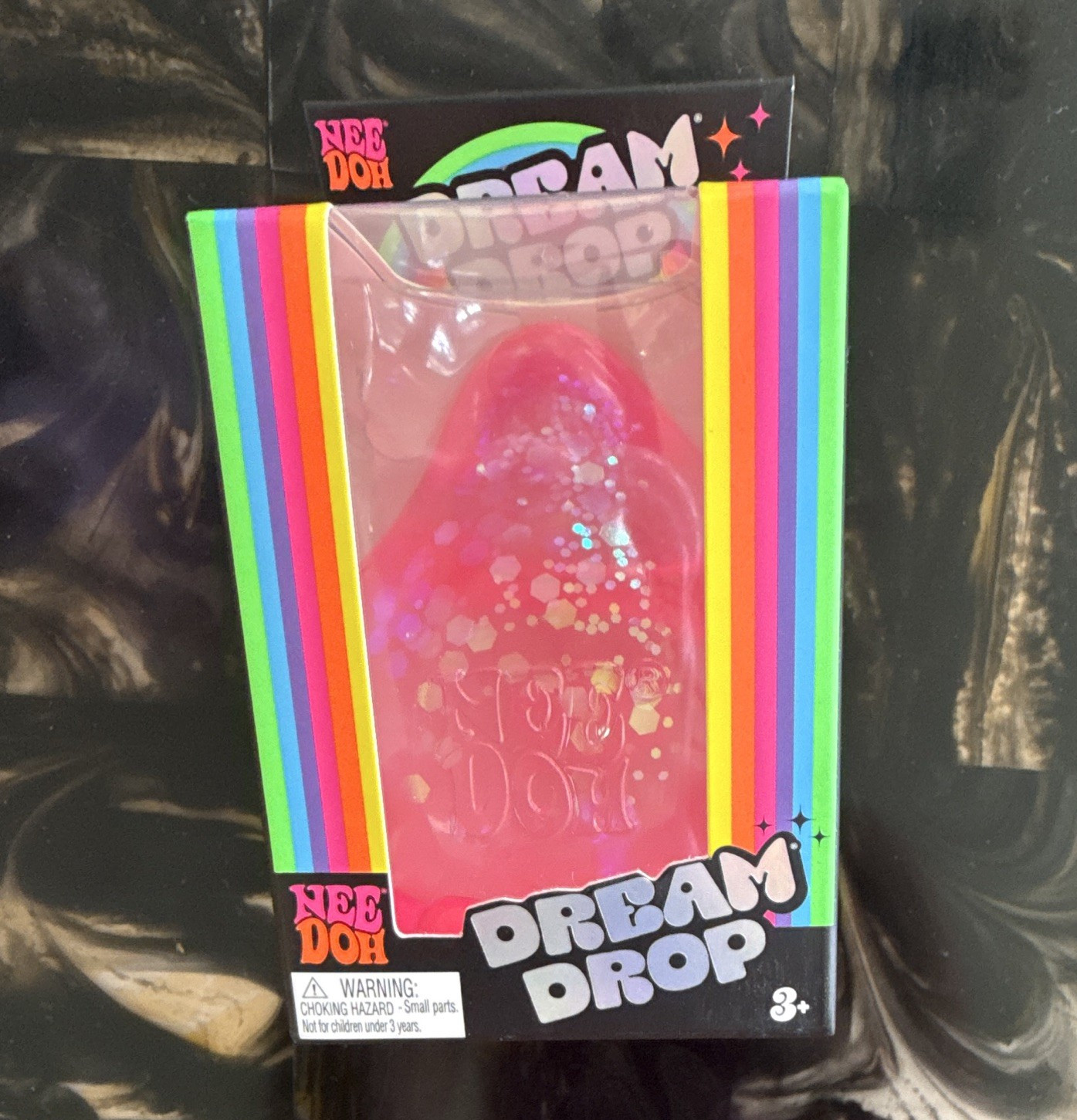 Nee Doh Dream Drop Tactile Squeeze Toy Pink Glitter Ages 3-4, 4-7, 8-11+