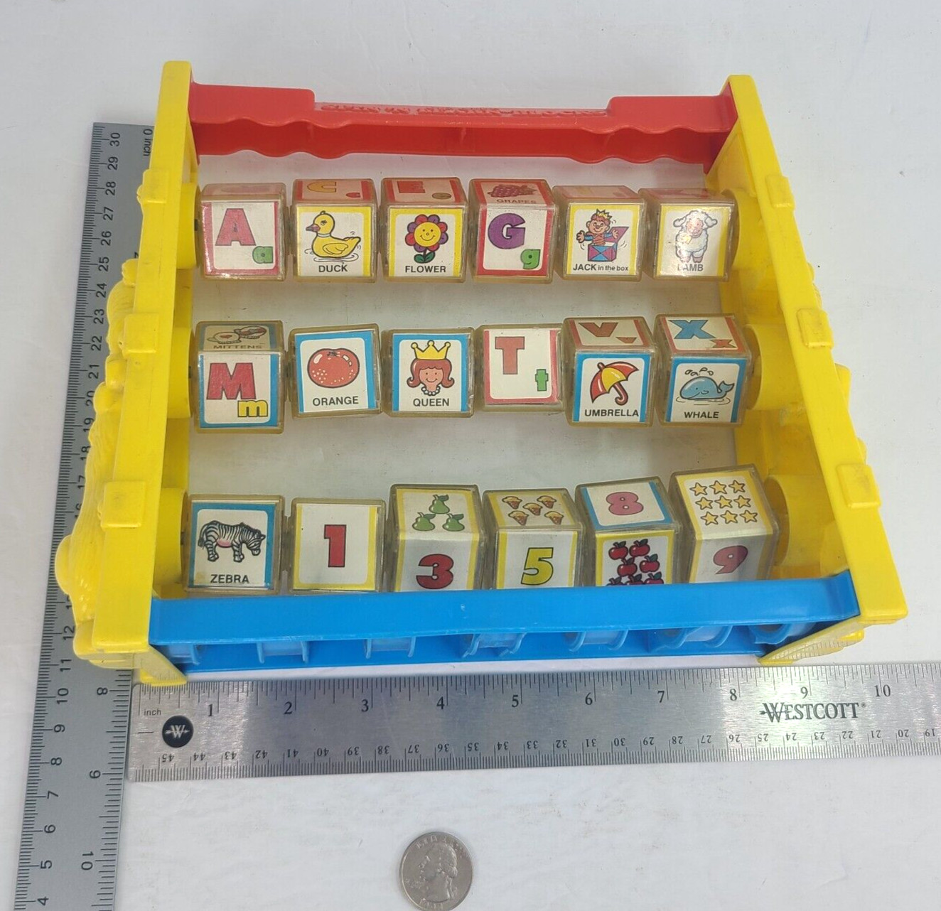 Vintage 1987 Spin ‘N Learn Blocks Letters and Numbers Blocks Toy 1987 Shelcore