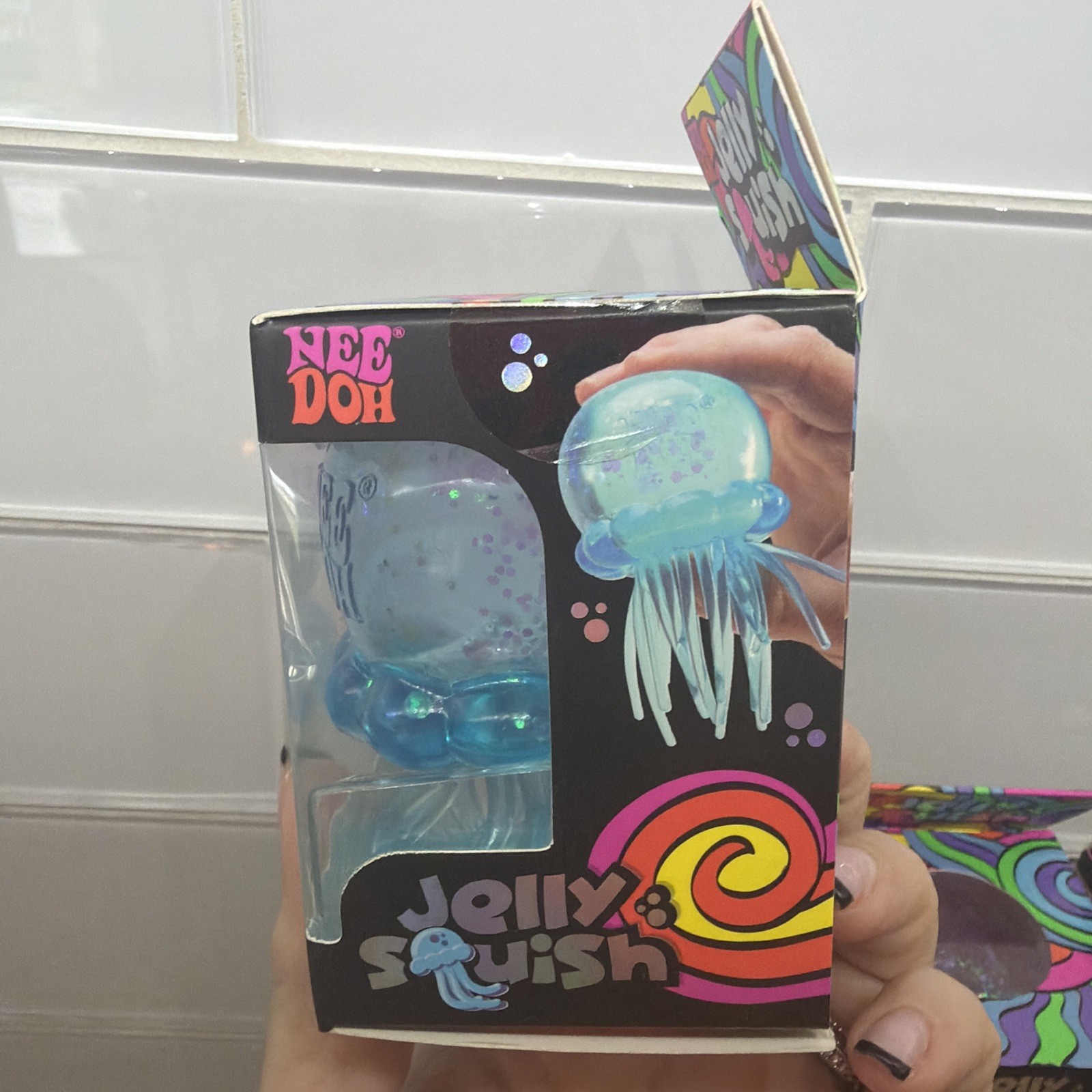 BLUE NeeDoh JELLY SQUISH Sparkle Jellyfish Stress Toy Squishy Squeeze NEE DOH