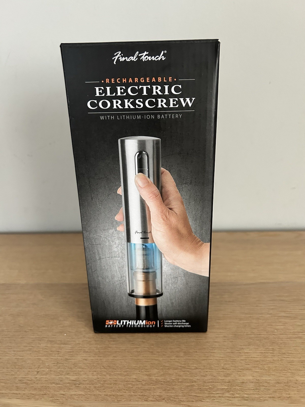 Final Touch Electric Corkscrew with Lithium-Ion Battery | Easy Cork Removal,USB