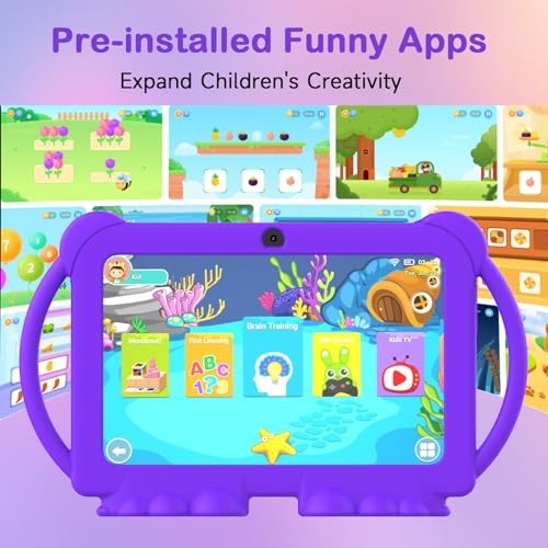 7″ Kids Tablet, 4GB+32GB, Expandable 1TB, Android, Parental Control, Dual Camera