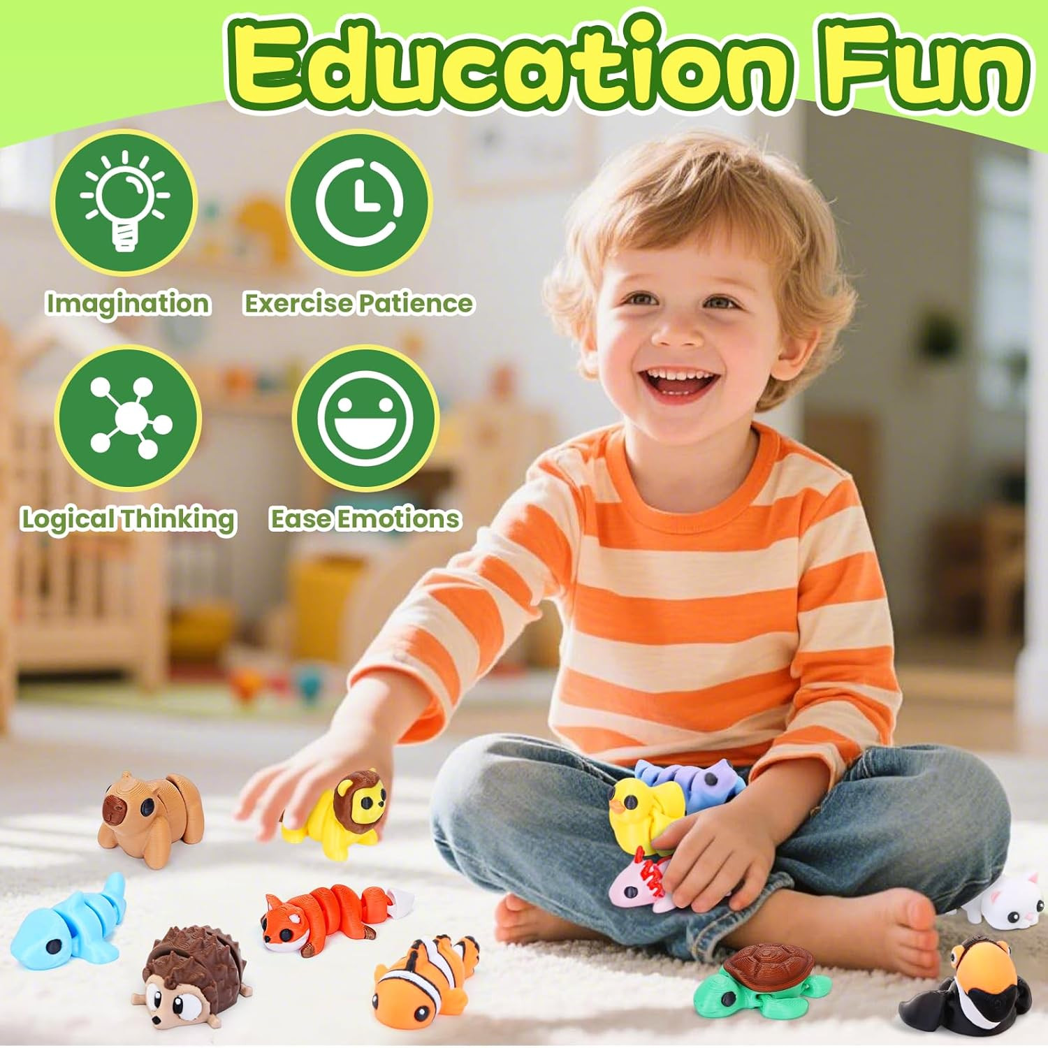 30PCS 3D Printed Animals Set, Mini 3D Printed Animals, Animal Figurines Exquisit