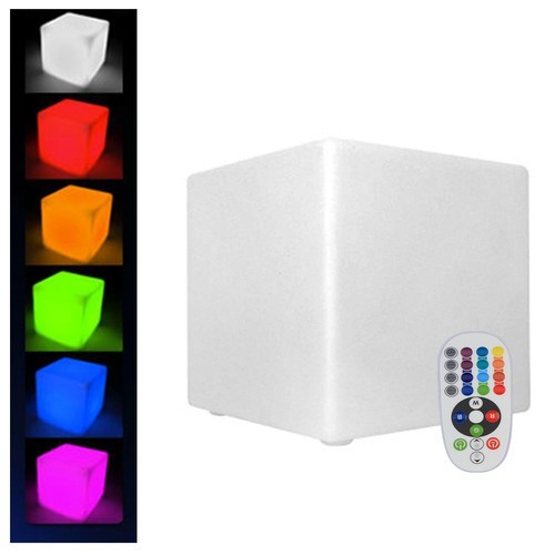 RGB Light Up Square Cube LED 12″ Party Decor Lighting Furniture With 15m Remote