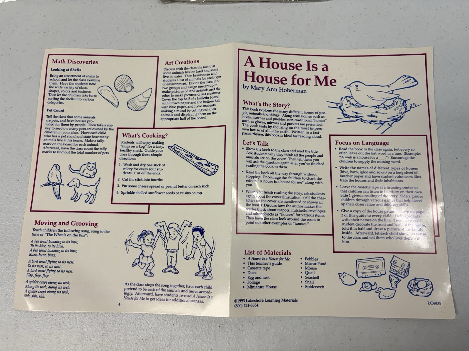 Lakeshore Learning A House Is A House For Me Hoberman 1993 New Complete Kit