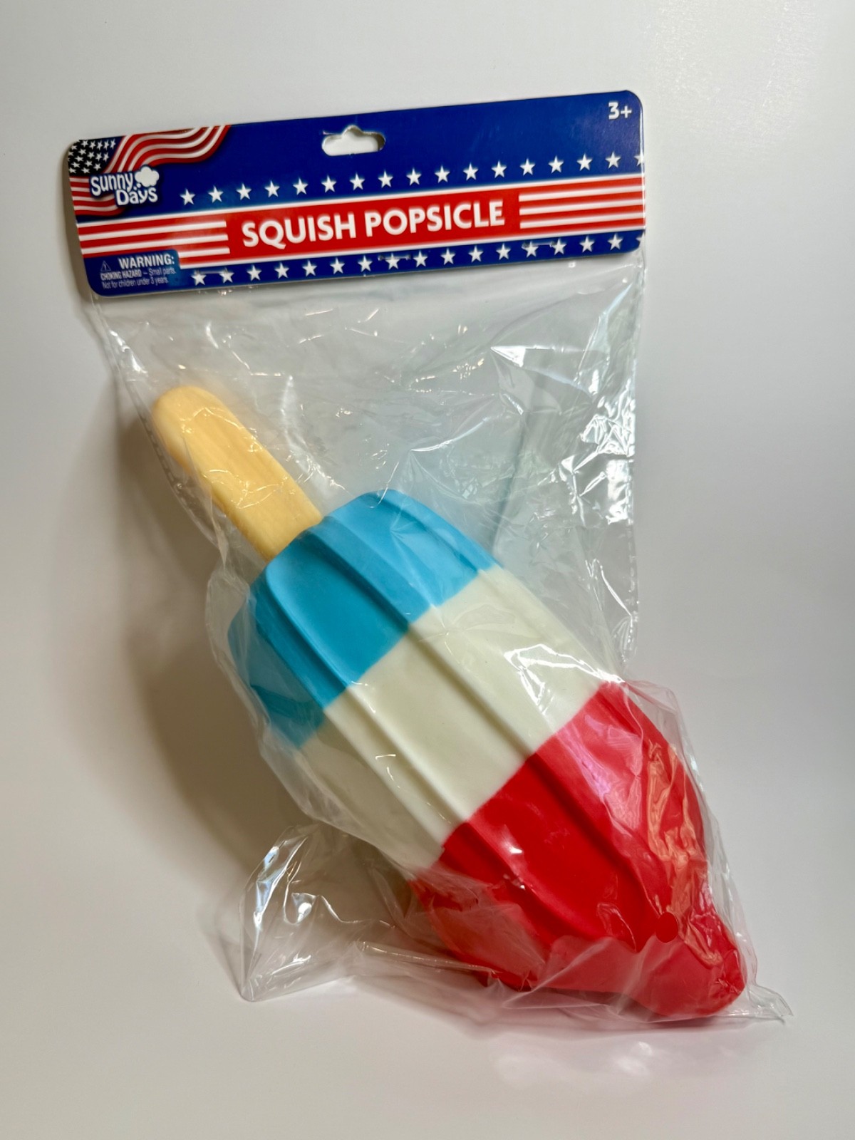 Sunny Days Jumbo Squishy🔴⚪️🔵Rocket Bomb Pop Popsicle Toy Red White Blue RARE🔥