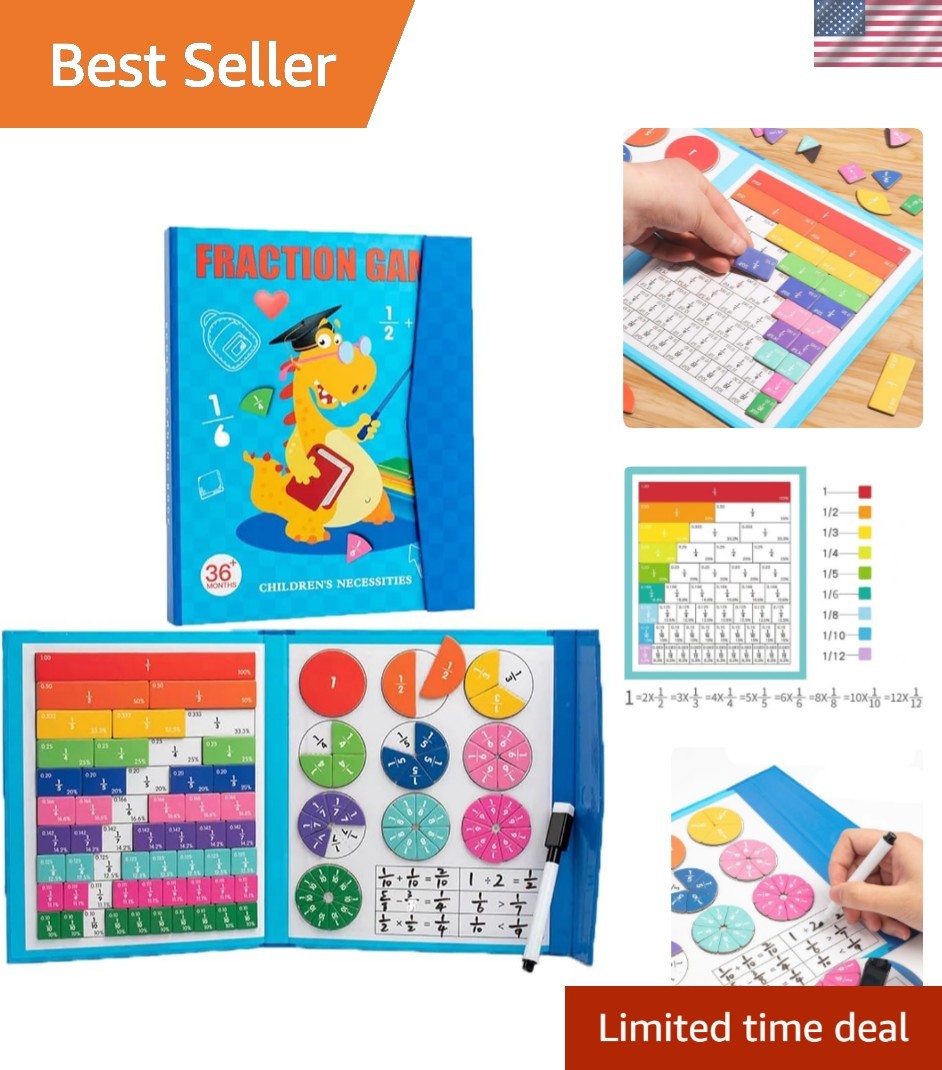 Magnetic Fraction Educational Puzzle, 110 Pcs Magnetic Fraction Puzzle for El…