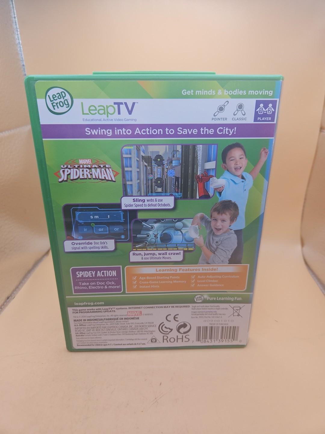 LeapTV Marvel Ultimate Spiderman Leap Frog TV Educational Video Game Complete