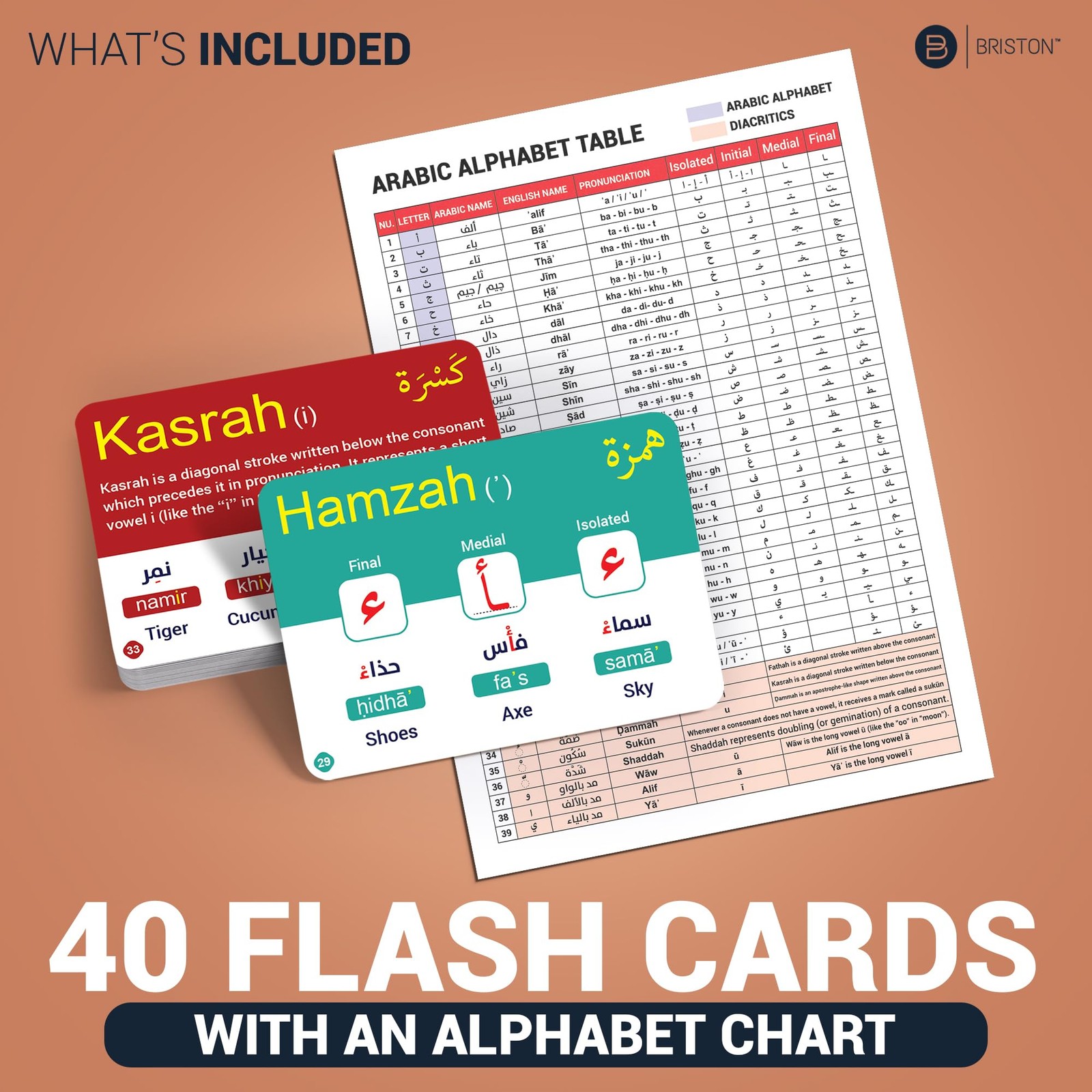 Briston Arabic Standard Flash Card Size (3.5 x 2.5 Inches), Multi-color