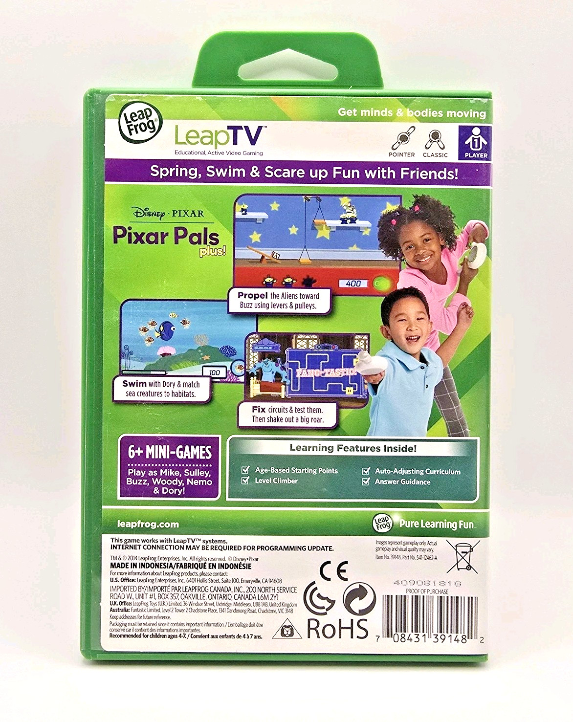 LeapFrog Disney Pixar Pals LeapTV 4-7 Years Science Educational Video Game 2014