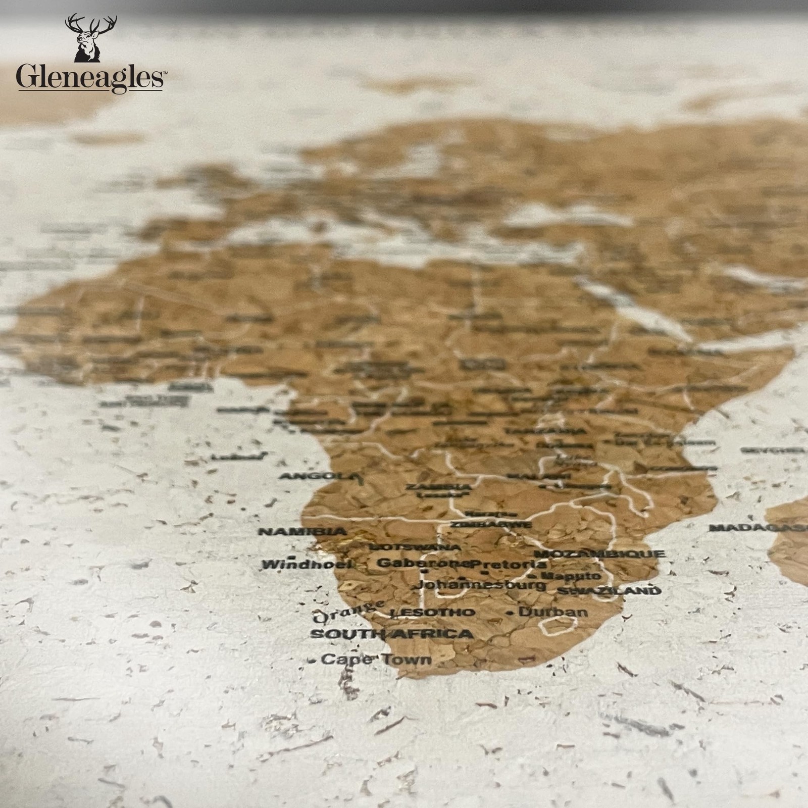 Gleneagles World Travel Map with Pins – Gray Frame Cork Board 70 Push Pins In…
