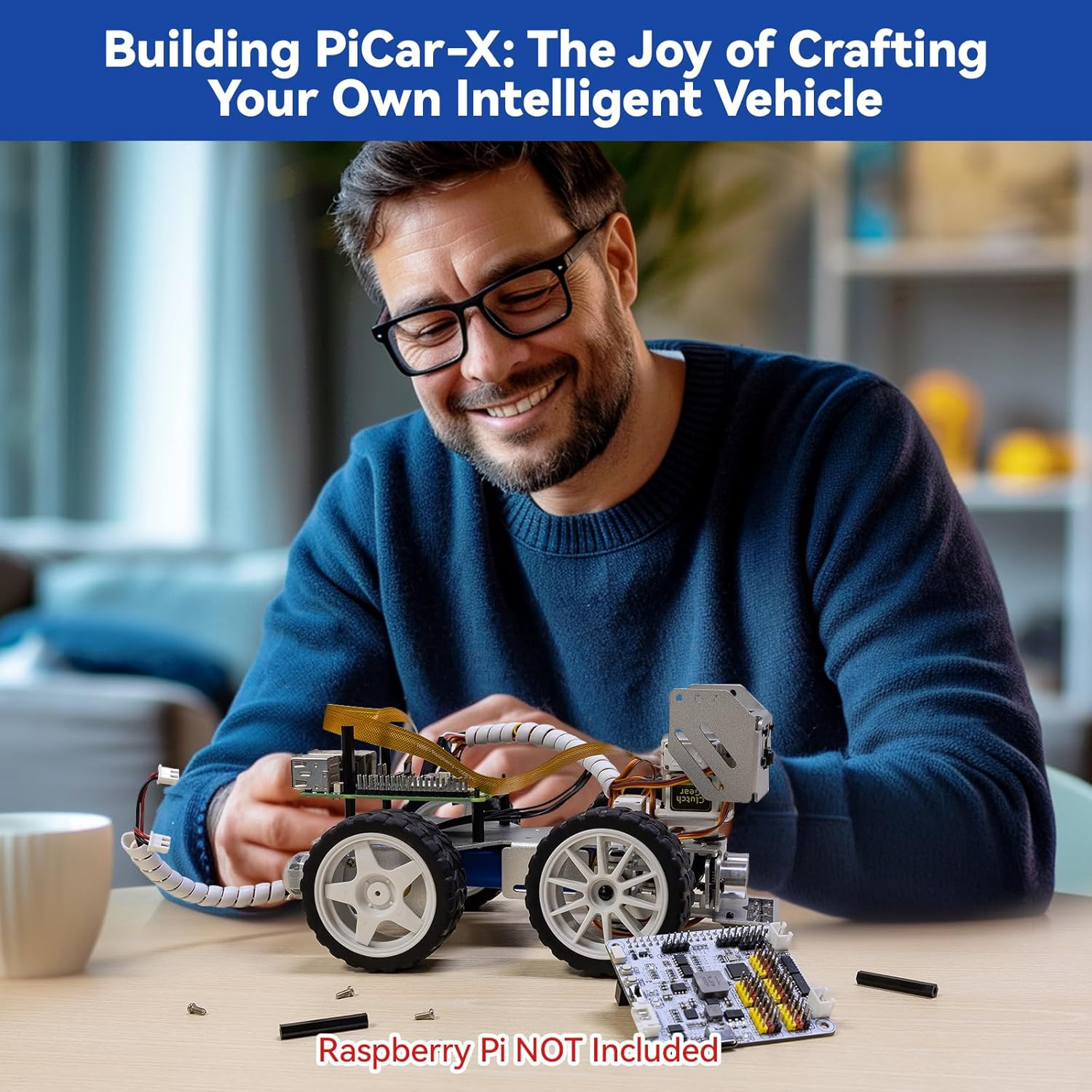 Picar-X AI Video Robot Car Kit for Raspberry Pi 5/4/3B+/Zero 2W, Llms Chatgpt-4O