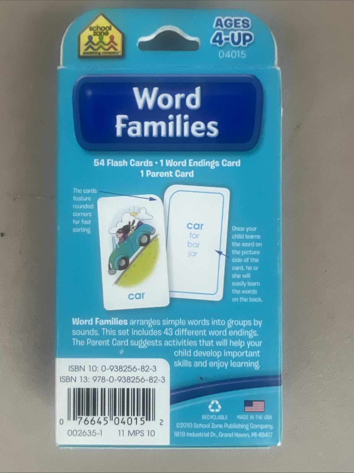 School Zone – Word Families Flash Cards – Ages 4 and Up, 0938256823
