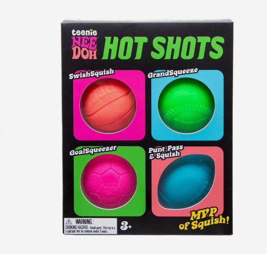 NeeDoh Schylling Teenie Hot Shots 4 Pack Sensory Stress Ball Fidget Toy NIB