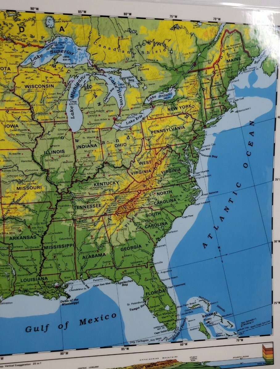 Nystrom Laminated 2 Sided United States Geography Map 22″ X 17″ Homeschool New