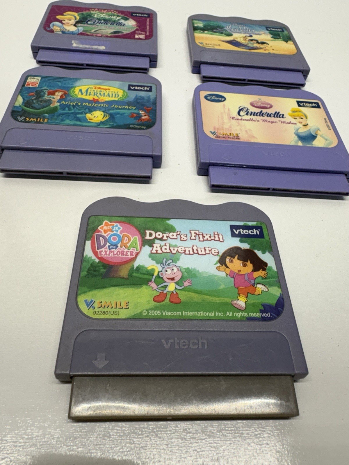 VTech V.Smile Disney Princess Game Lot Aladdin Cinderella Little Mermaid