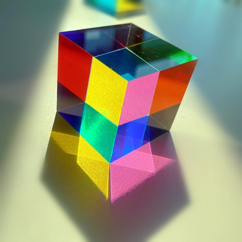 CMY Color Cube, 2.75 Inch (70Mm) Mixing CMYK Cube, Colorful Magic Acrylic Prism