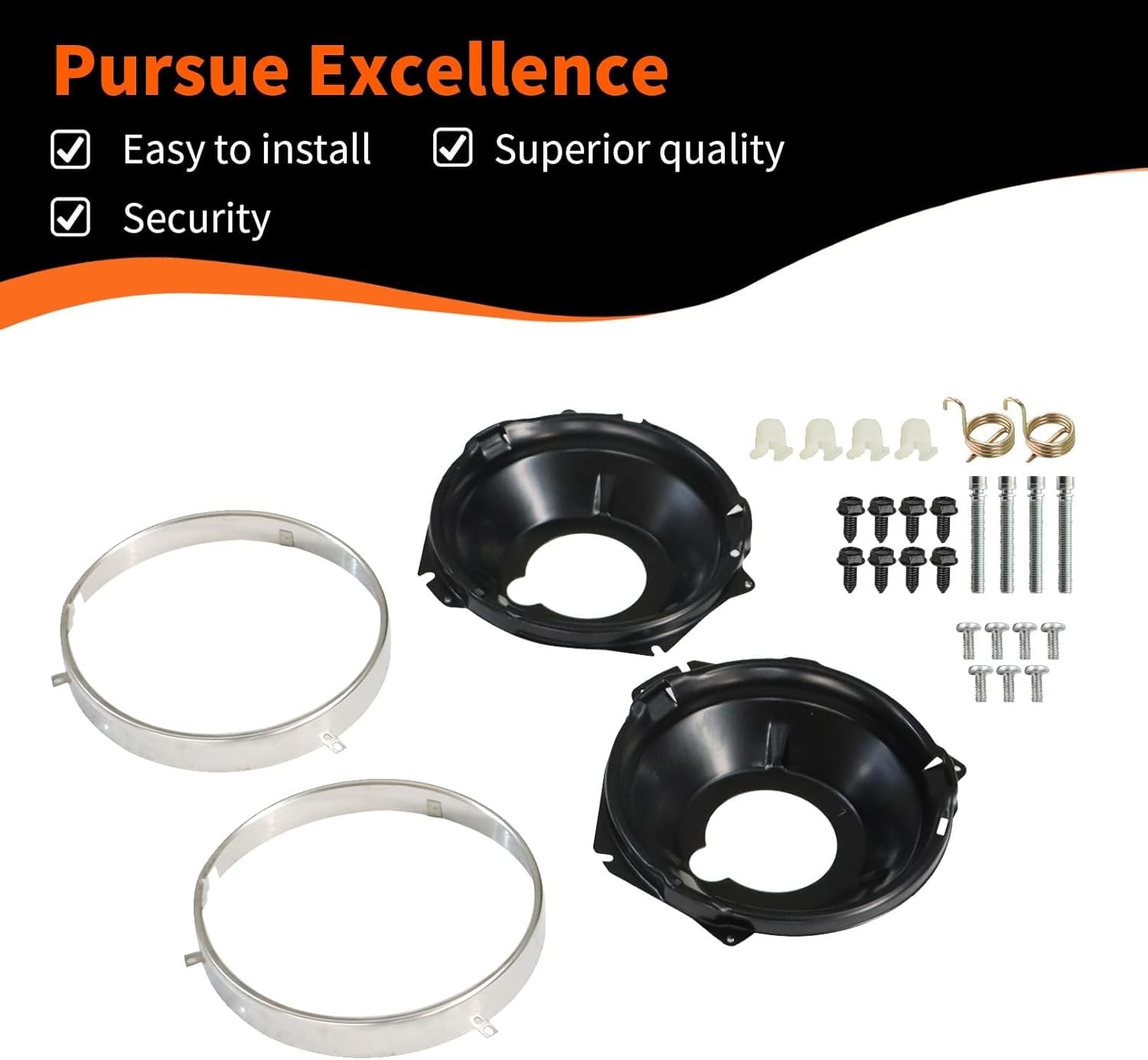 Headlamp Retaining Ring Mounting Retaining Bucket Kit Compatible with 1967-1970