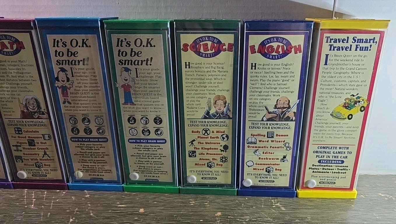8 Vintage RARE Brain Quest 1500 Questions & Answers Deck 1&2 Grade 1-7 Some New