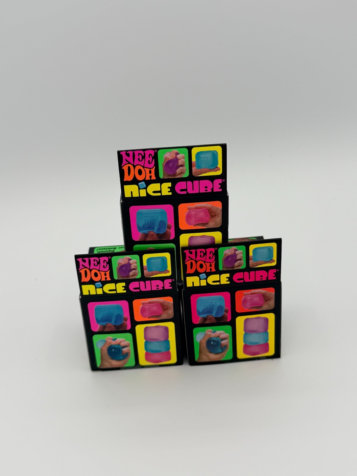 Schylling NeeDoh Nice Cube 3-Pack Bundle –Pink/Purple/Blue– Authentic *BRAND NEW
