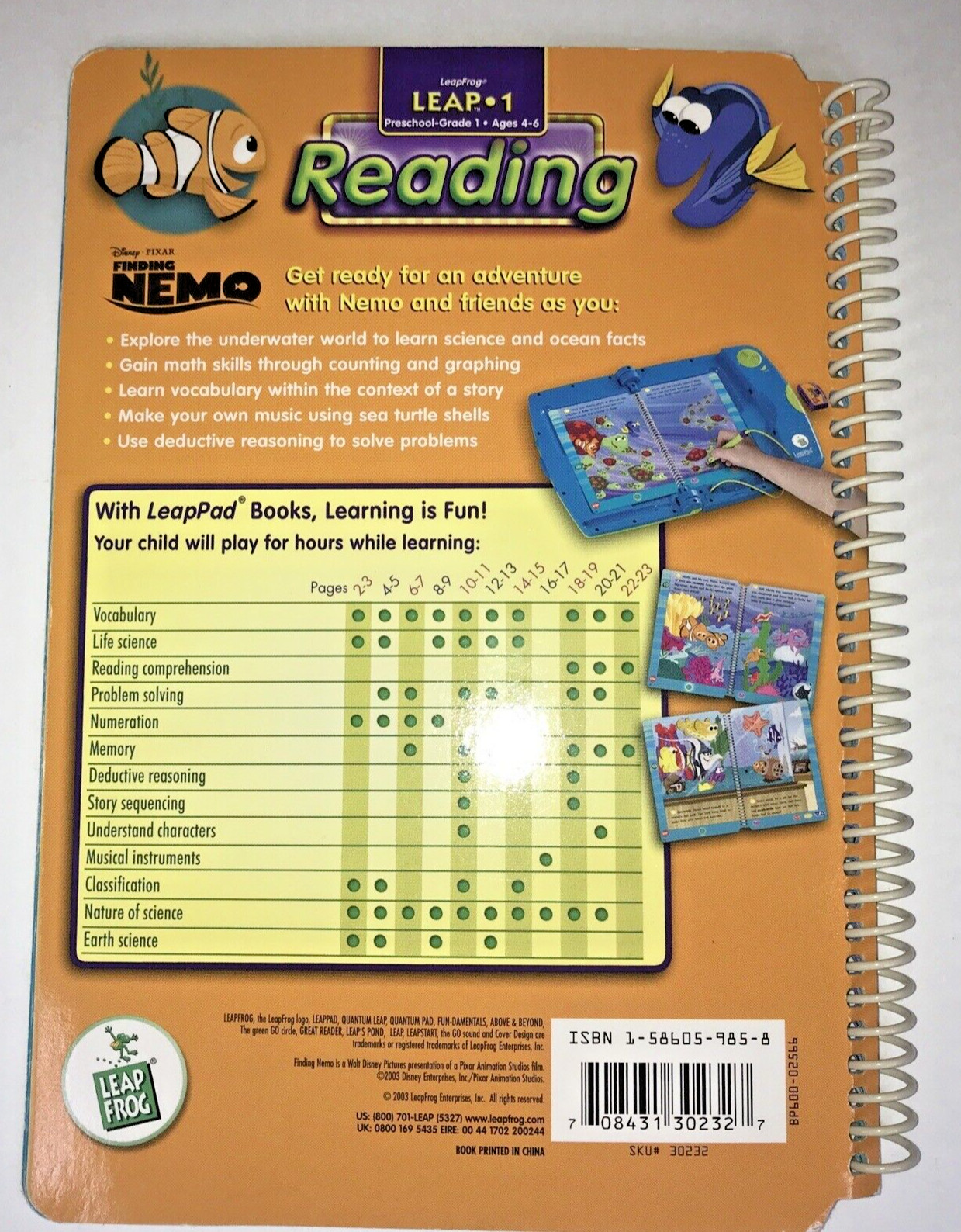 Lot Of 3 Leap Frog Leap 1 Preschool-Grade 1 3 Books and 1 Cartridge Ages 4-6