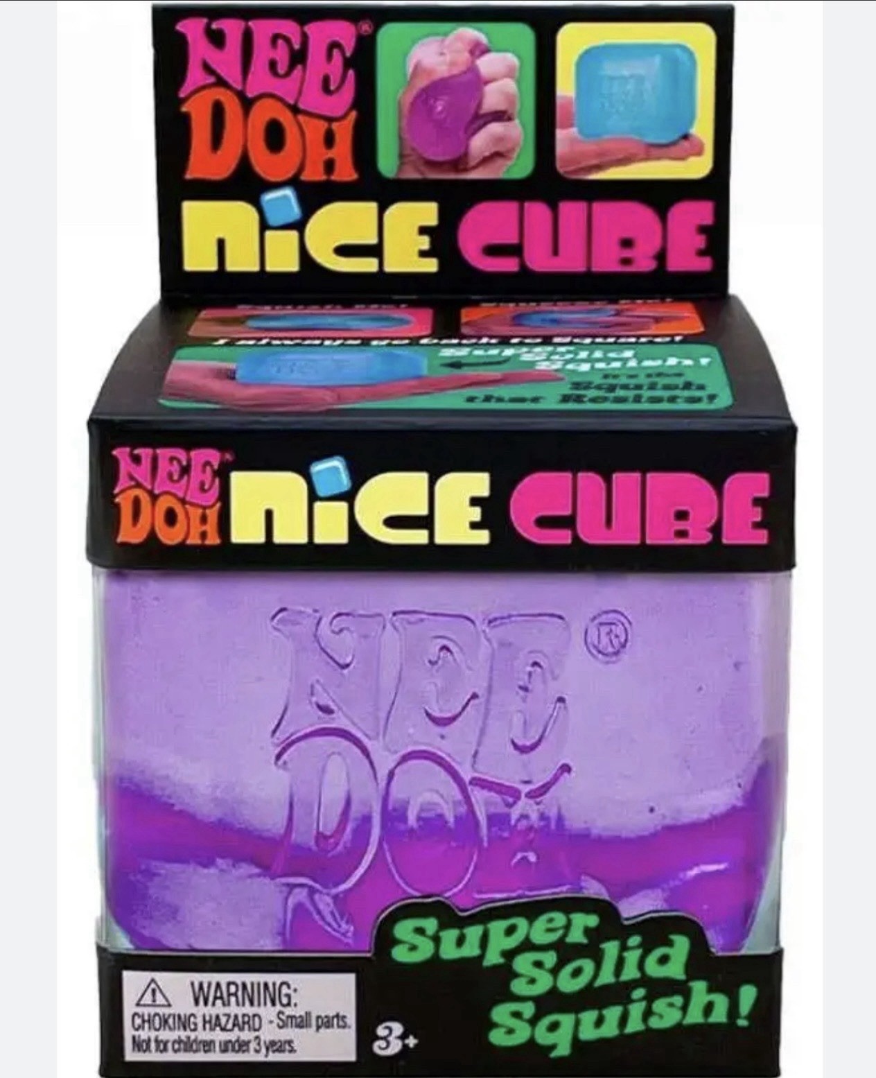 Brand New Needoh Nice Cube Purple Schylling Squeeze Toy Super Solid Squish 2.25″