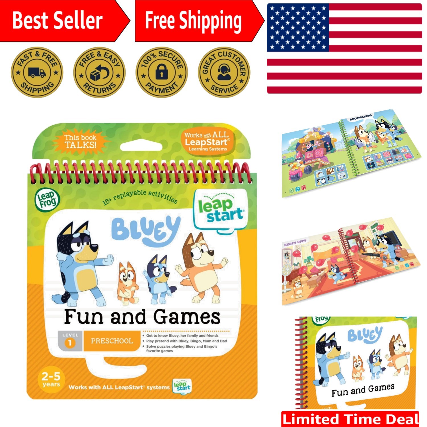 Interactive Bluey Fun and Games Activity Book – 15+ Learning Activities for Kids