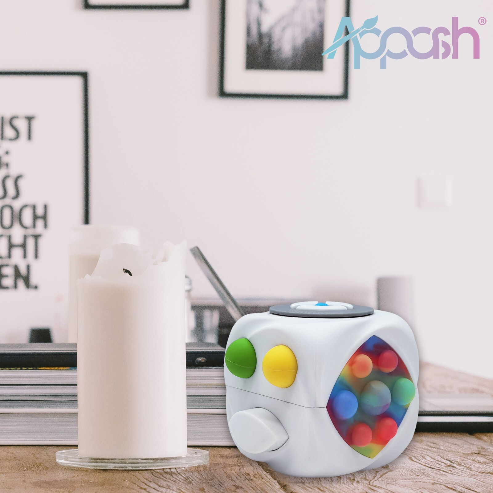 Fidget Cube Stress Anxiety Pressure Relieving Sensory Toy for Focus[White]