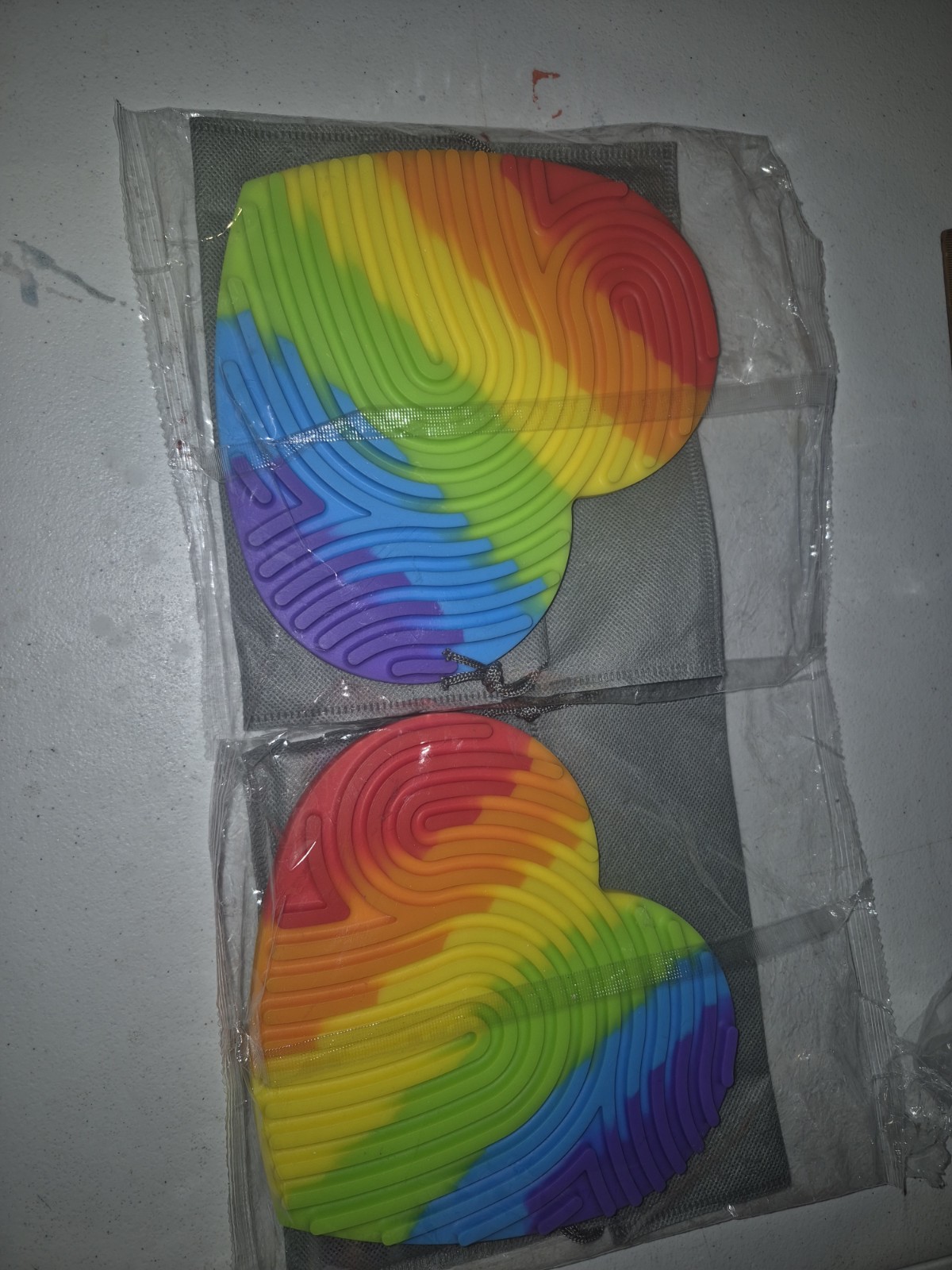 Rainbow Heart-Shaped Tactile Sensory Toy Set of 2 for Ages 3-11 Years