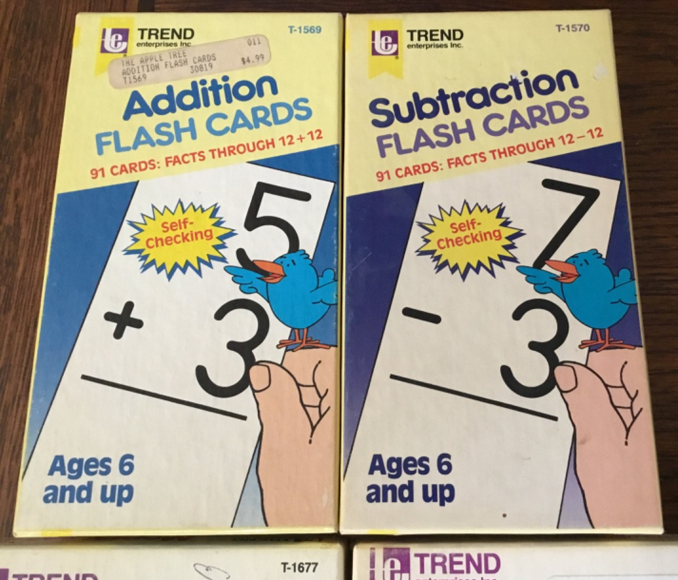 4 Trend Educational Flash Cards 1986 Addition Subtraction Money Telling Time
