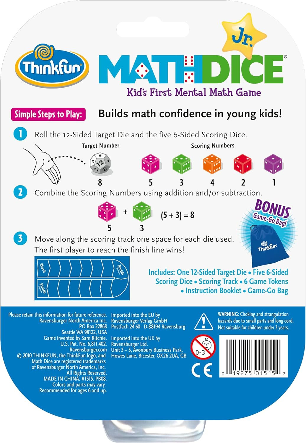ThinkFun Math Dice Junior Game – Engaging Math Skills Builder | Perfect for K…