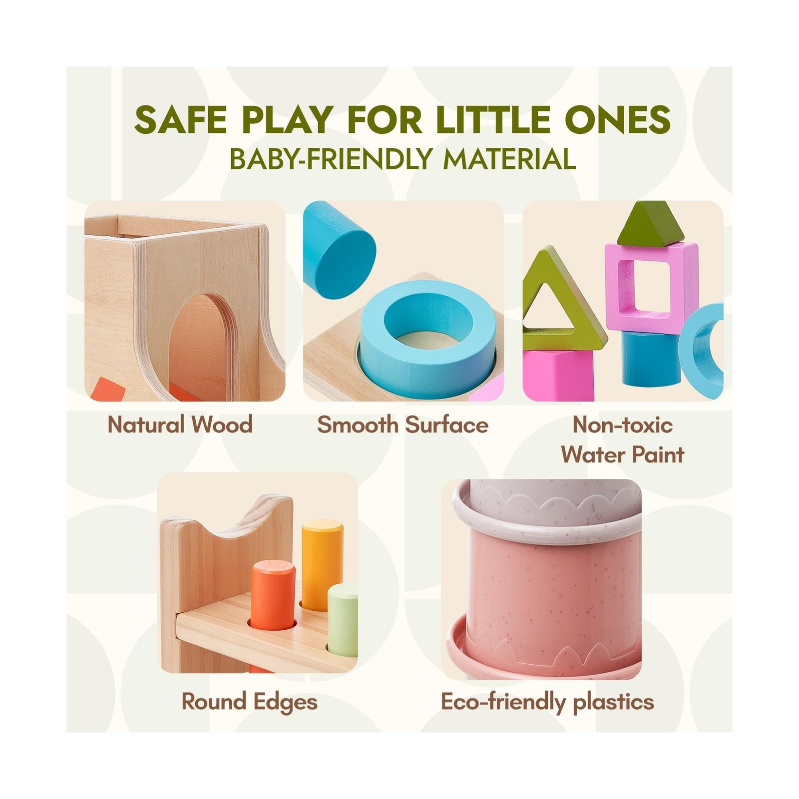 Giant bean 8-in-1 Wooden Montessori Toys Set Learning Toys for Baby… Fast Ship