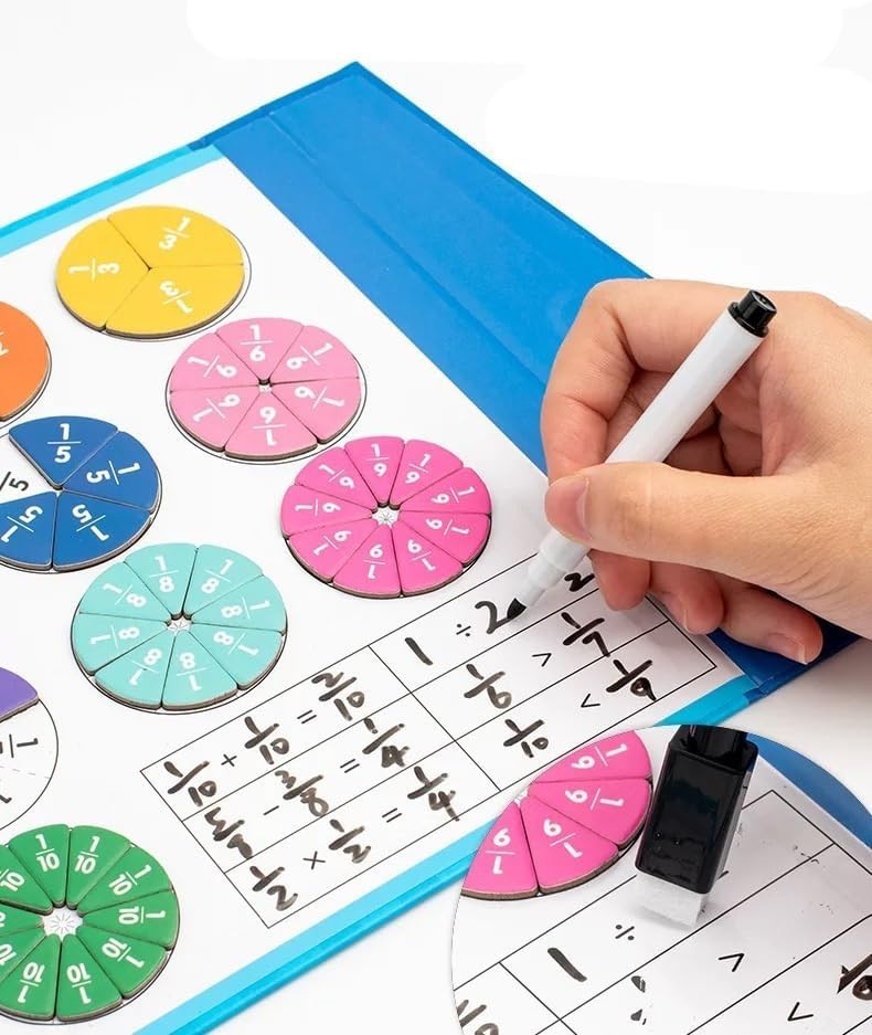 Magnetic Fraction Educational Puzzle, 110 Pcs Magnetic Fraction Puzzle for El…