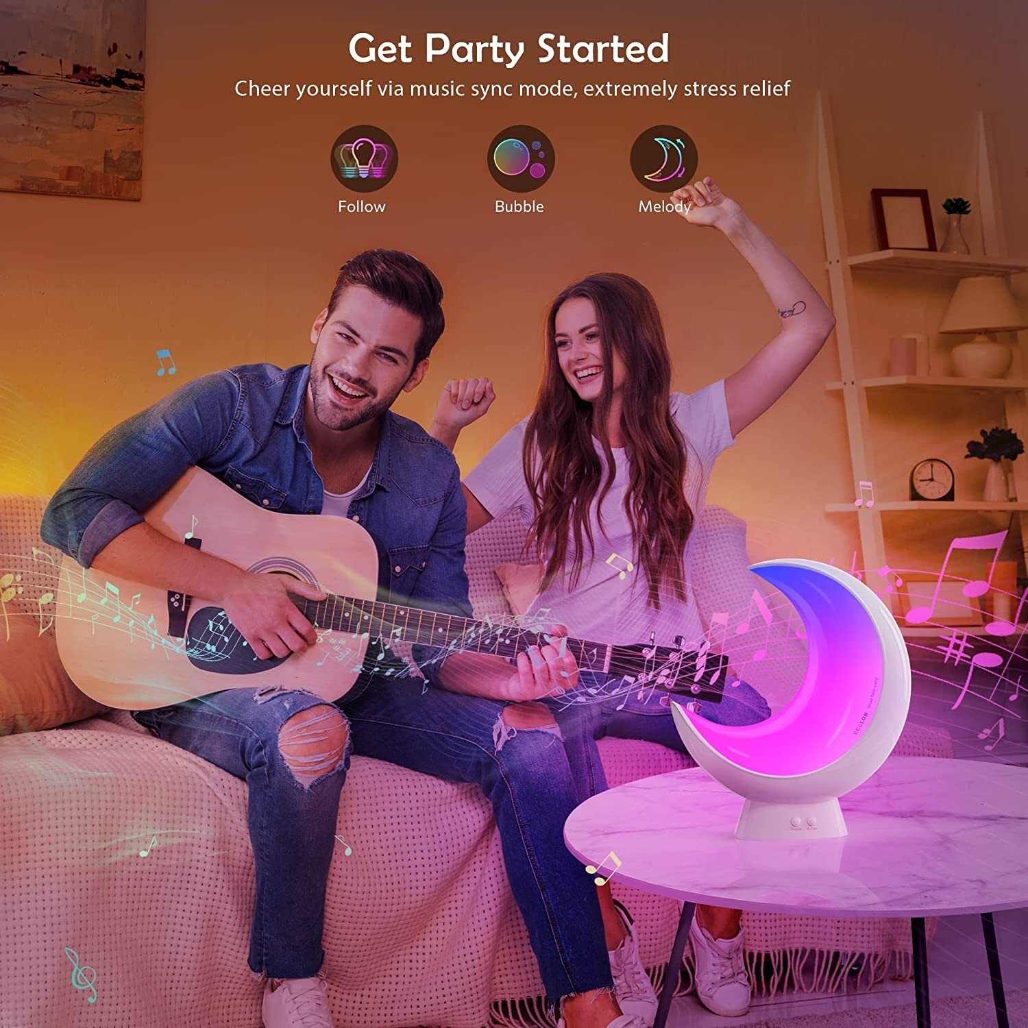 Ecolor LED Night Light – Smart Dimmable Moon Lamp, App Control for Bedroom