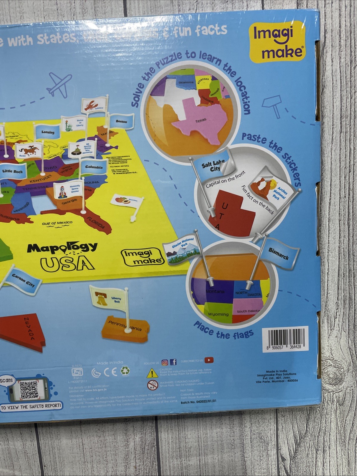 Mapology USA States with Their Capitals, Foam Jigsaw Puzzle & Flags Sealed New!