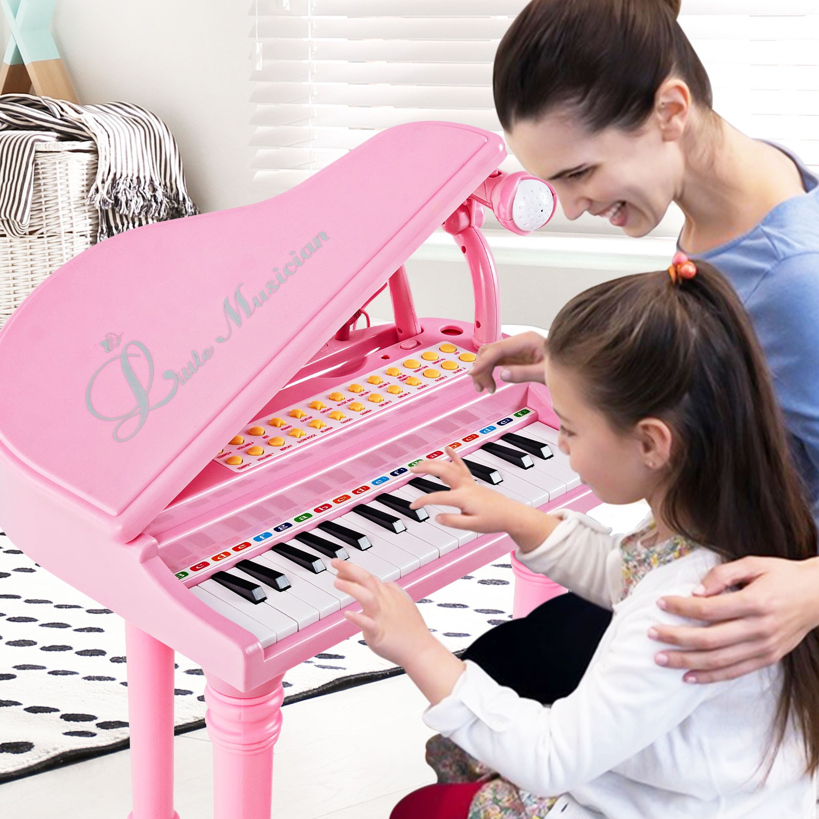 31 Keys Kids Piano Keyboard Toy Toddler Musical Instrument w/ Stool & Microphone
