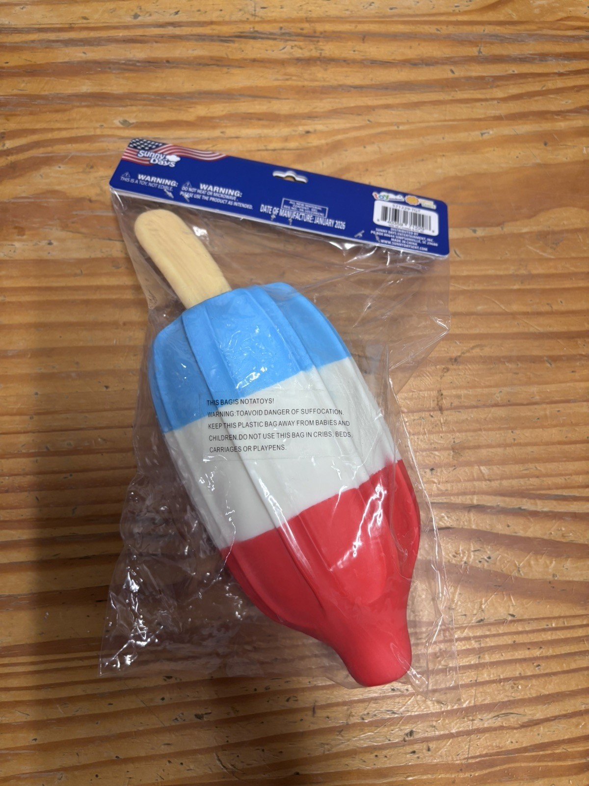 Sunny Days Jumbo Squishy🔴⚪️🔵Rocket Bomb Pop Popsicle Toy Red White Blue RARE🔥