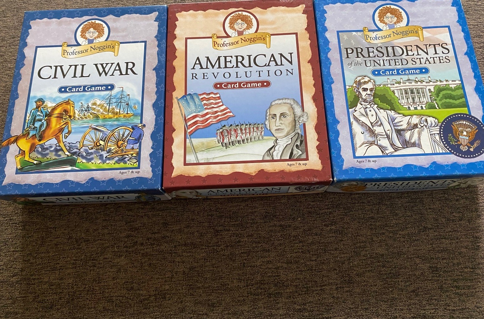 Professor Noggins American History Card Games LOT of 3