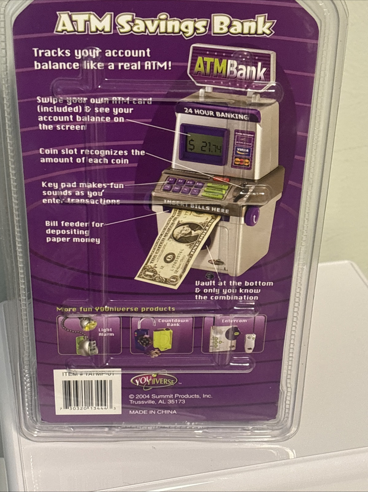 Vintage NEW YOUNIVERSE Money ATM Machine SAVINGS BANK SUMMIT TOYS 2004